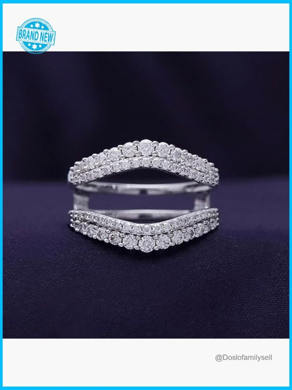 Curved Double Row Pave Ring Enhancer Stacking Fine Jewelry Elegant Wedding - Picture 4 of 7